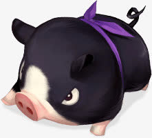 黑色可爱手绘小猪