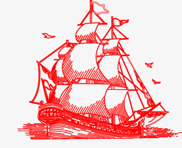 剪纸中国风帆船