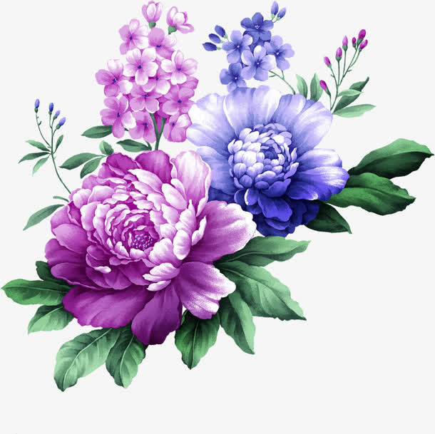 紫色唯美手绘花朵植物节日