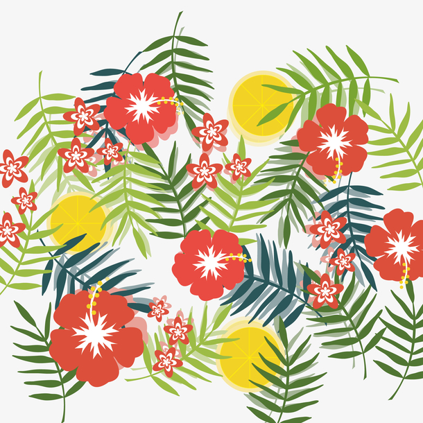 鲜艳的热带植物边框