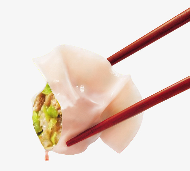 夹起饺子的一双筷子