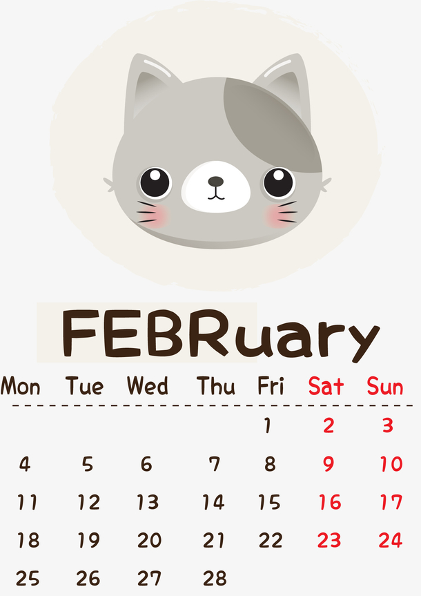 猪年二月猫咪日历