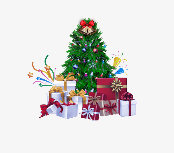 圣诞主题的圣诞树和礼物