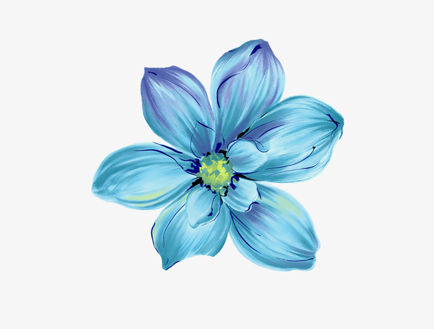 蓝色手绘卡通小花朵