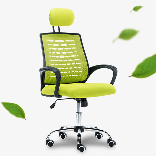产品实物绿色电脑椅漂浮树叶