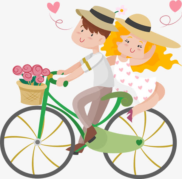浪漫骑单车情侣人物