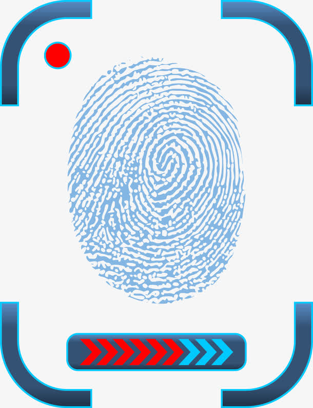 蓝色指纹加密扫描矢量图