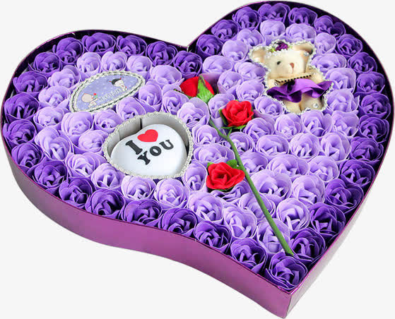 紫色心形玫瑰花礼盒