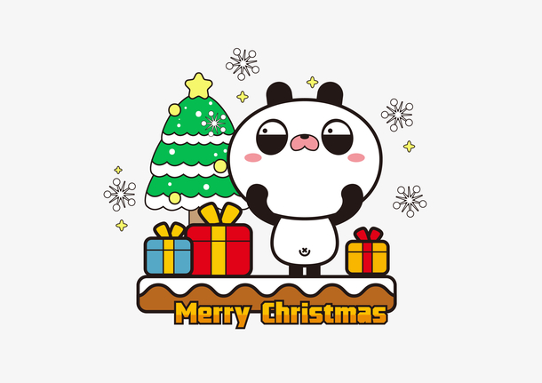 卡通圣诞熊猫