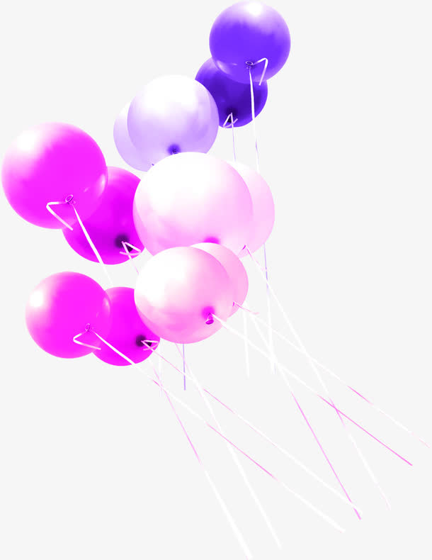 白色粉色紫色气球