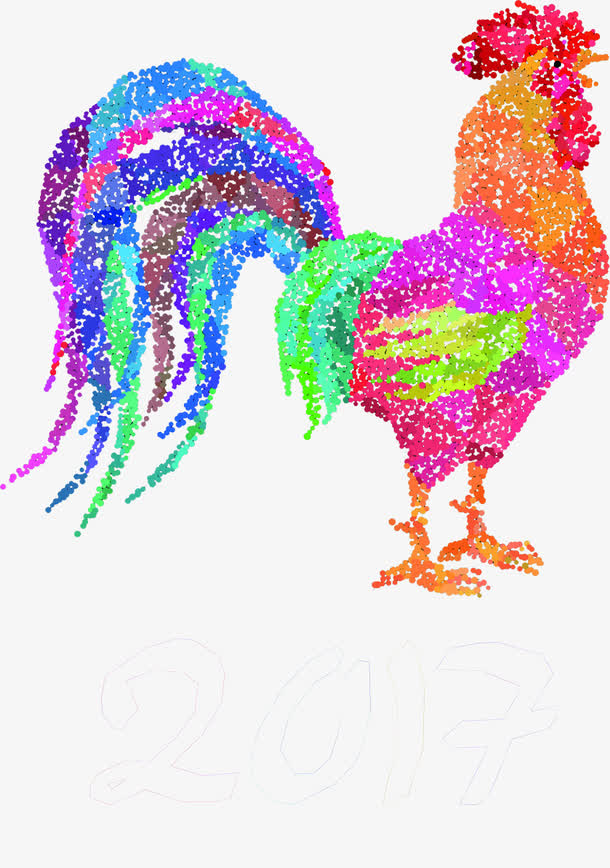 彩色手绘公鸡造型