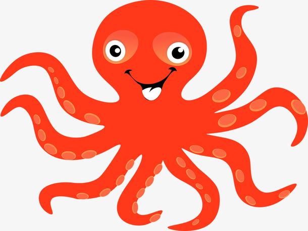 红色章鱼卡通动物图片