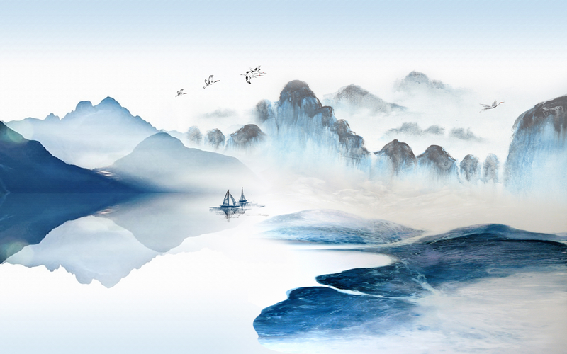 山水 鸟 中国风 背景
