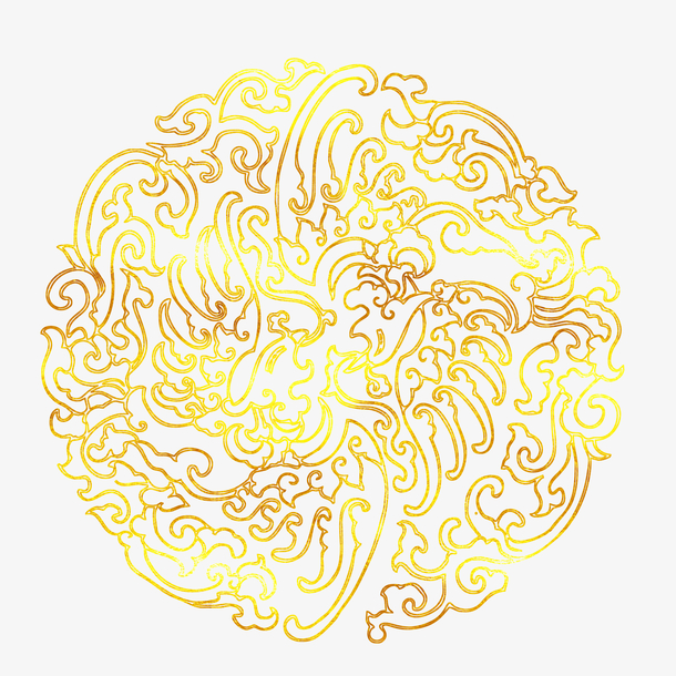 中国风传统烫金花纹免抠图