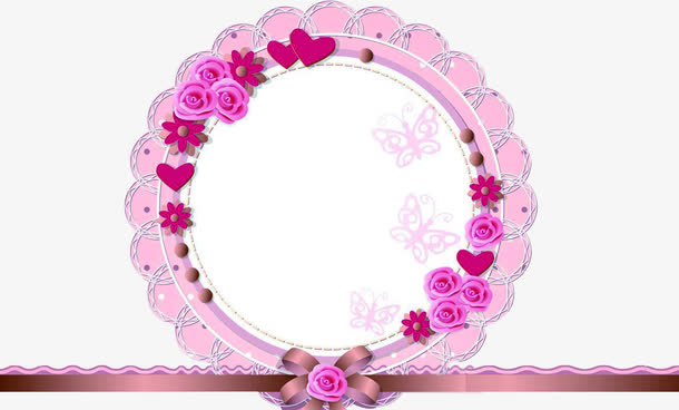 玫粉花朵粉色圆环装饰