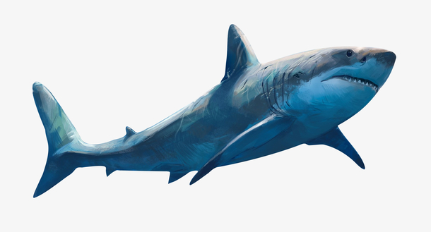 鲨鱼 大海 卡通 蓝色 插画