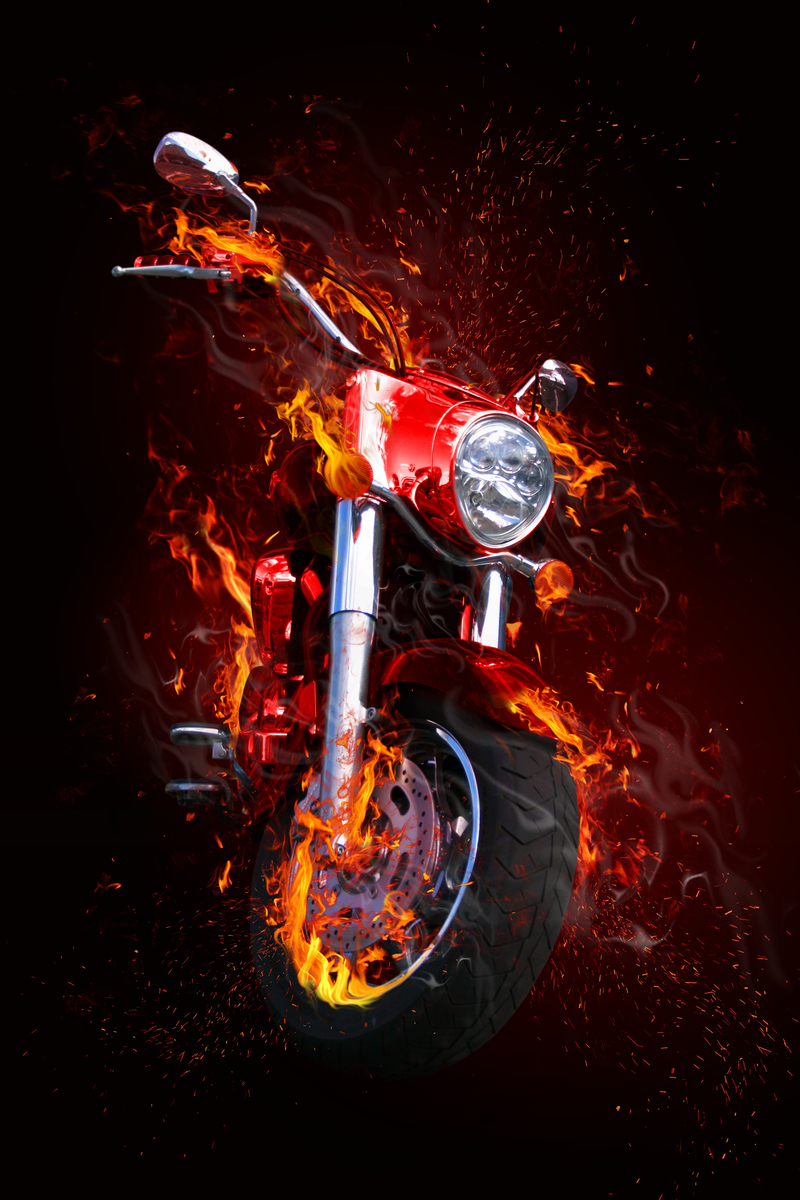 炫酷火焰摩托车背景