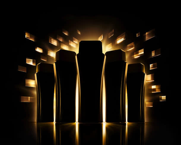 金色立体瓶子阴影海报背景