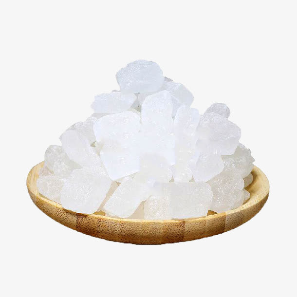 木盘子里的白色单晶冰糖