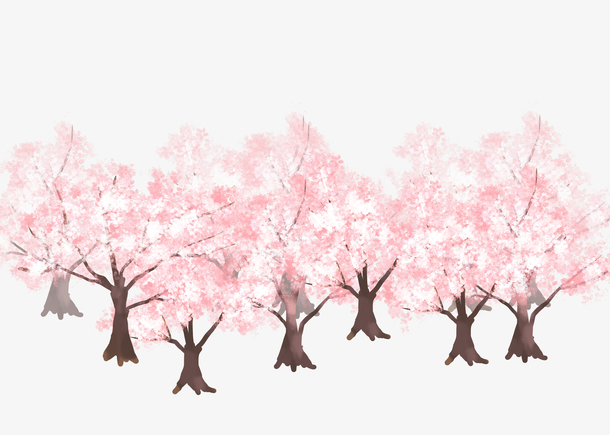 桃树树林桃花元素