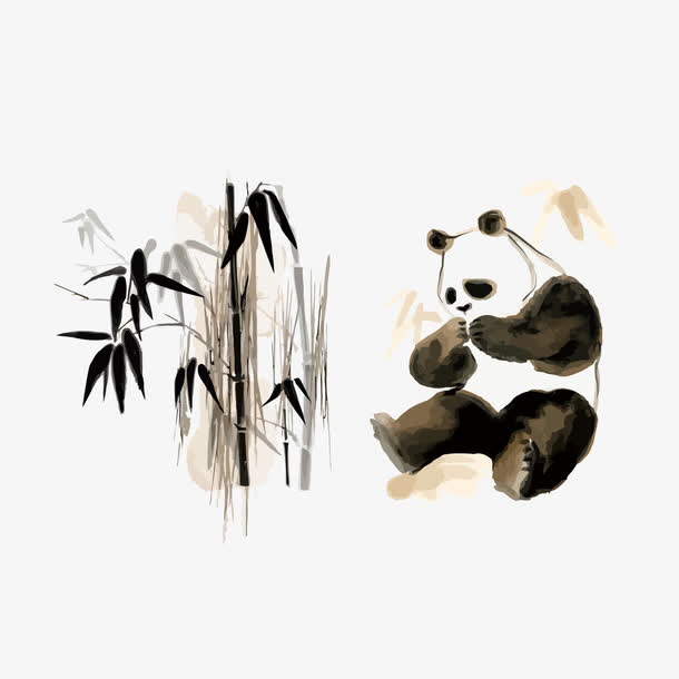 矢量中国风熊猫