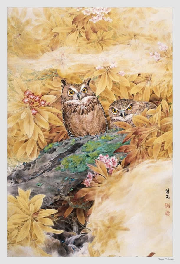 中国名家花朵猫头鹰画集