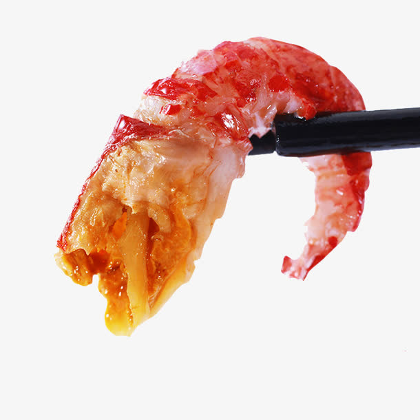 筷子夹着小龙虾摄影