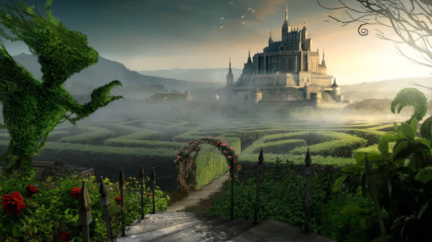 梦幻城堡庄园海报背景