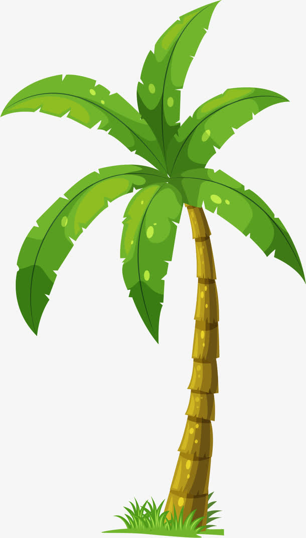 矢量图嫩绿的椰子树