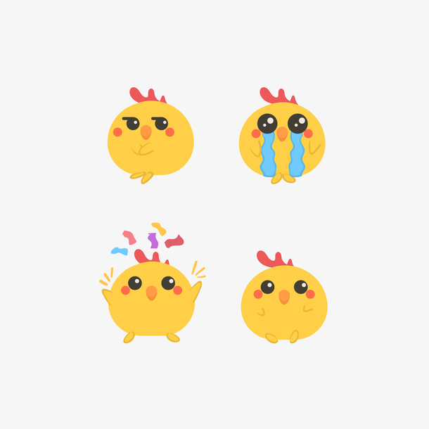 矢量EMOJI可爱动物小鸡表情包