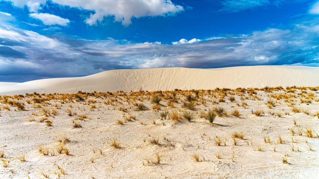 3840x2160 沙漠 沙子 草 干燥 天空 云壁纸 背景4k uhd 16:9