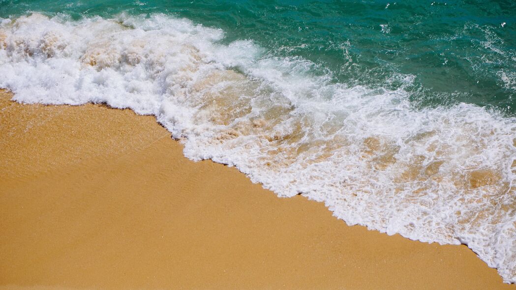 3840x2160 海岸 沙子 波浪 泡沫 海洋壁纸 背景4k uhd 16:9