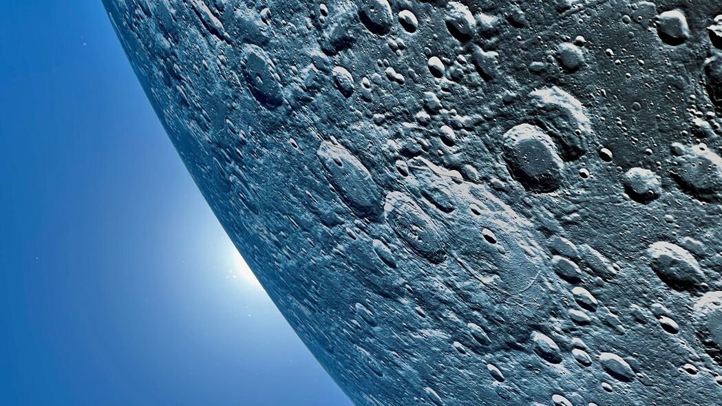 3840x2160 月球 表面 陨石坑 行星 蓝色壁纸 背景4k uhd 16:9
