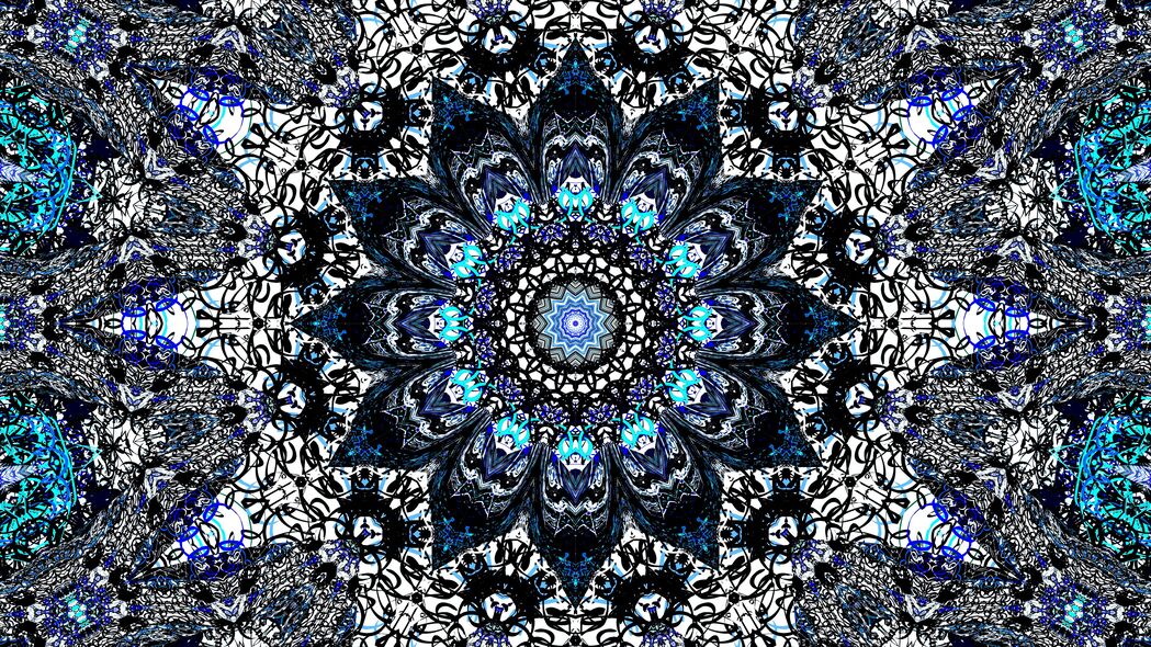 3840x2160 分形 花朵 抽象 蓝色 4k壁纸 uhd 16:9