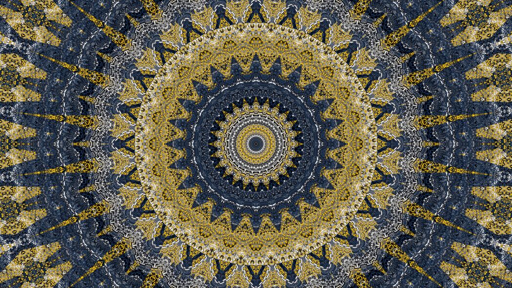 3840x2160 分形 圆形 图案 抽象 黄色 蓝色 4k壁纸 uhd 16:9