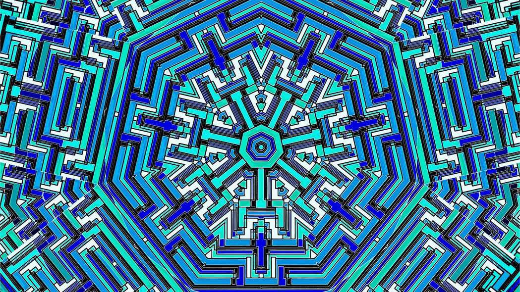3840x2160 分形 条纹 图案 蓝色 抽象 4k壁纸 uhd 16:9