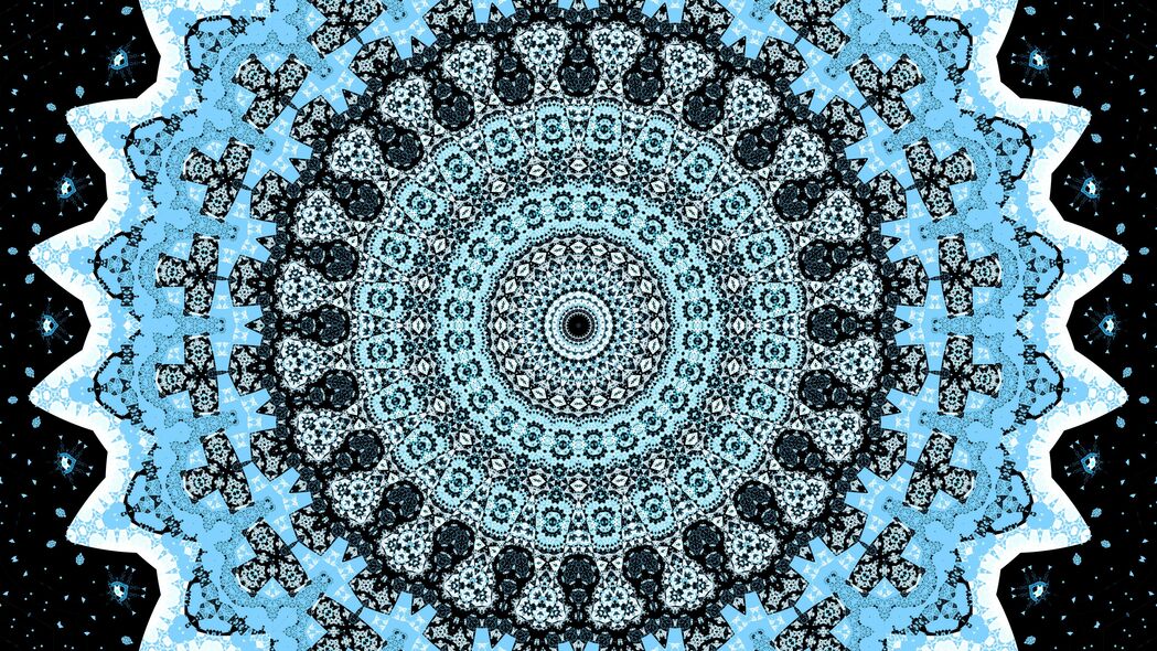 3840x2160 分形 圆形 图案 抽象 蓝色 黑色 4k壁纸 uhd 16:9