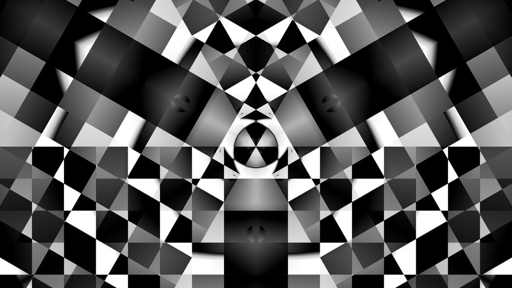 3840x2160 分形 万花筒 图案 几何 抽象 黑白 4k壁纸 uhd 16:9