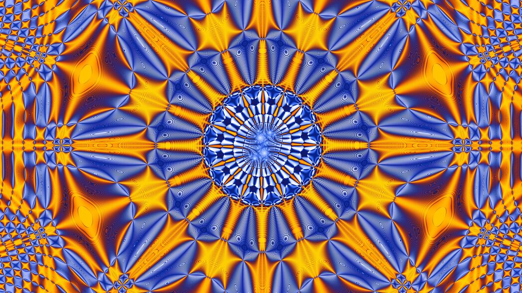3840x2160 分形 图案 抽象 蓝色 黄色 4k壁纸 uhd 16:9