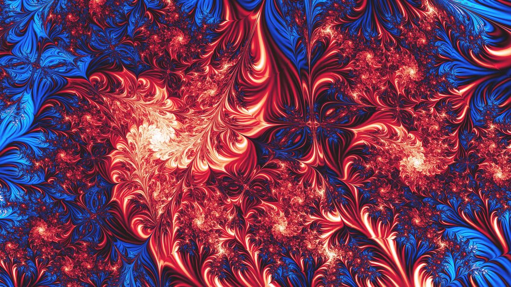 3840x2160 分形 形状 抽象 红色 蓝色壁纸 背景