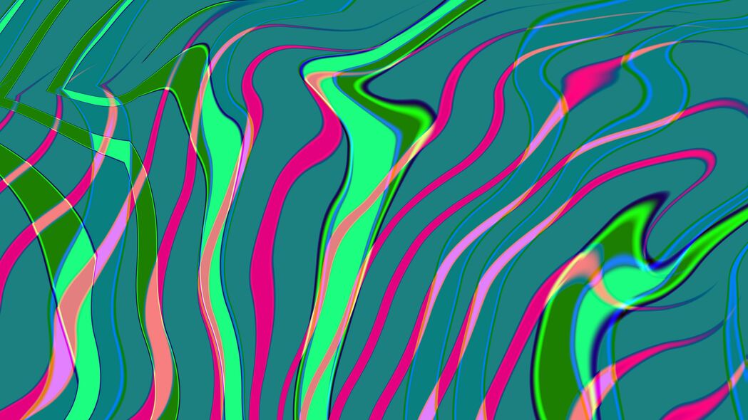 3840x2160 线条 曲线 抽象 绿色 粉红色 4k壁纸 uhd 16:9