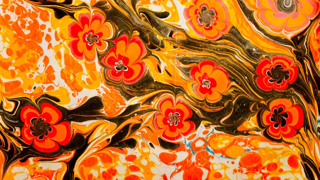 3840x2160 油漆 液体 图案 花朵 混合 抽象 4k壁纸 uhd 16:9