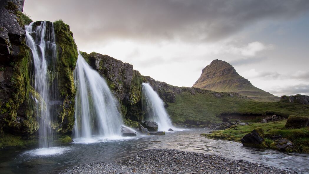 3840x2160 瀑布 岩石 水 景观 自然 冰岛 4k壁纸 uhd 16:9