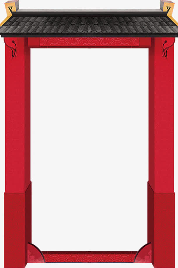 红色门楼边框