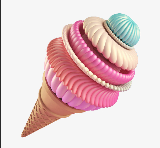 C4D 抽象 立体 冰淇淋 炫彩