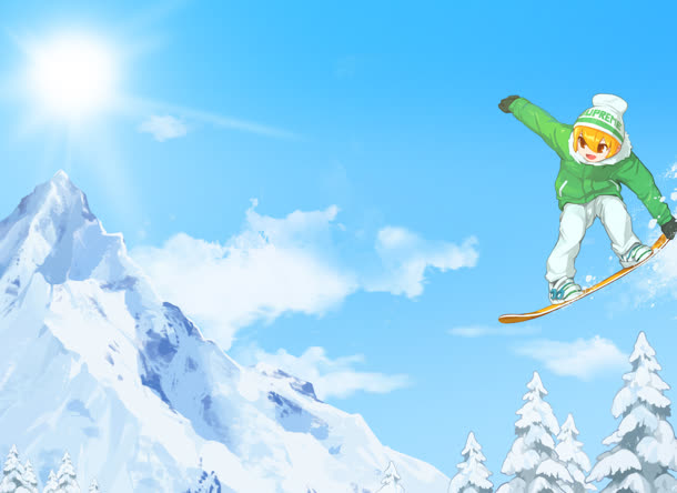 滑雪的男孩卡通海报背景