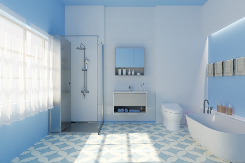 蓝色清新浴室