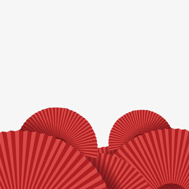 红色圆形扇子节日元素
