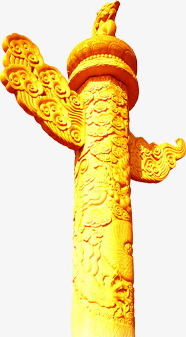 高清摄影活动金黄色柱子雕刻花