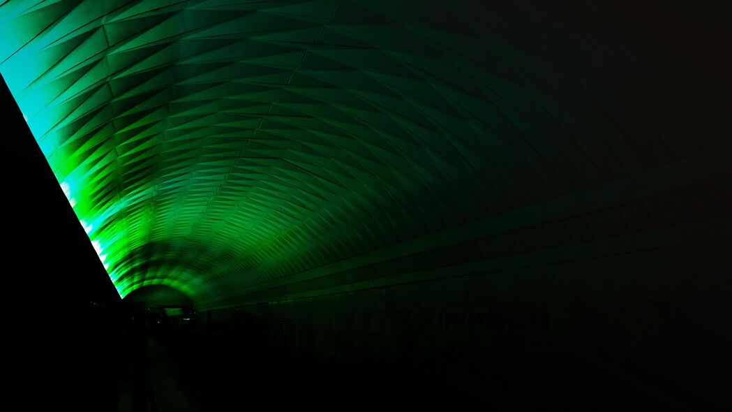 3840x2160 隧道 深色 背光 绿色 4k壁纸 uhd 16:9